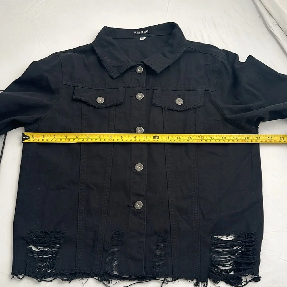 Bianco black distressed lightweight button front jacket - Picture 7 of 8